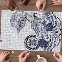 Polynesian Manta Ray Puzzle Blue Floral Turtle Tattoo - Polynesian Pride