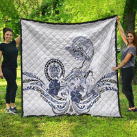 Polynesian Manta Ray Quilt Blue Floral Turtle Tattoo - Polynesian Pride