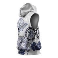Polynesian Manta Ray Sleeveless Hoodie Blue Floral Turtle Tattoo - Polynesian Pride