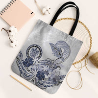 Polynesian Manta Ray Tote Bag Blue Floral Turtle Tattoo - Polynesian Pride