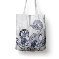 Polynesian Manta Ray Tote Bag Blue Floral Turtle Tattoo - Polynesian Pride