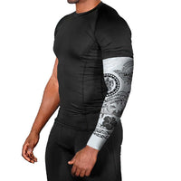 Polynesian Manta Ray Arm Sleeves Gray Floral Turtle Tattoo - Polynesian Pride