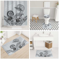 Polynesian Manta Ray Bathroom Set Gray Floral Turtle Tattoo - Polynesian Pride