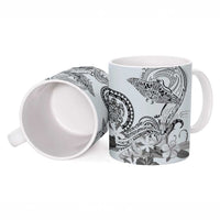 Polynesian Manta Ray Ceramic Mug Gray Floral Turtle Tattoo - Polynesian Pride