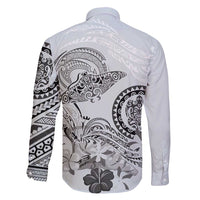 Polynesian Manta Ray Family Matching Short Sleeve Bodycon Dress and Hawaiian Shirt Gray Floral Turtle Tattoo - Polynesian Pride