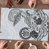 Polynesian Manta Ray Puzzle Gray Floral Turtle Tattoo - Polynesian Pride