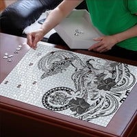 Polynesian Manta Ray Puzzle Gray Floral Turtle Tattoo - Polynesian Pride