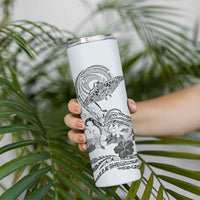Polynesian Manta Ray Skinny Tumbler Gray Floral Turtle Tattoo - Polynesian Pride