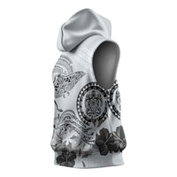 Polynesian Manta Ray Sleeveless Hoodie Gray Floral Turtle Tattoo - Polynesian Pride