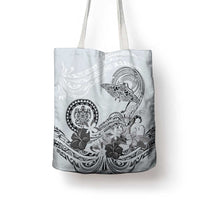 Polynesian Manta Ray Tote Bag Gray Floral Turtle Tattoo - Polynesian Pride