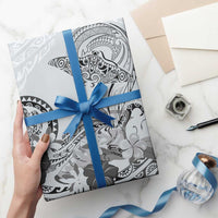 Polynesian Manta Ray Wrapping Paper Gray Floral Turtle Tattoo - Polynesian Pride