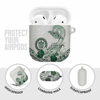 Polynesian Manta Ray AirPods Case Green Floral Turtle Tattoo - Polynesian Pride