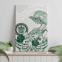 Polynesian Manta Ray Canvas Wall Art Green Floral Turtle Tattoo - Polynesian Pride
