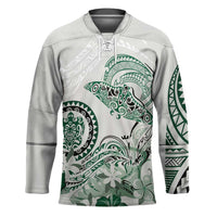Polynesian Manta Ray Hockey Jersey Green Floral Turtle Tattoo LT9 Unisex Green - Polynesian Pride