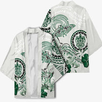 Polynesian Manta Ray Kimono Green Floral Turtle Tattoo - Polynesian Pride