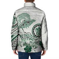 Polynesian Manta Ray Padded Jacket Green Floral Turtle Tattoo - Polynesian Pride