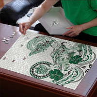 Polynesian Manta Ray Puzzle Green Floral Turtle Tattoo - Polynesian Pride