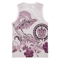 Polynesian Manta Ray Basketball Jersey Pink Floral Turtle Tattoo - Polynesian Pride