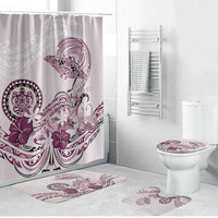Polynesian Manta Ray Bathroom Set Pink Floral Turtle Tattoo - Polynesian Pride