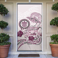 Polynesian Manta Ray Door Cover Pink Floral Turtle Tattoo - Polynesian Pride