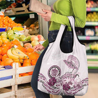 Polynesian Manta Ray Grocery Bag Pink Floral Turtle Tattoo - Polynesian Pride