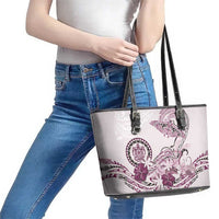Polynesian Manta Ray Leather Tote Bag Pink Floral Turtle Tattoo - Polynesian Pride