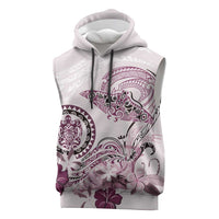 Polynesian Manta Ray Sleeveless Hoodie Pink Floral Turtle Tattoo - Polynesian Pride