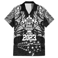 New Zealand Rugby Family Matching Summer Maxi Dress and Hawaiian Shirt Black Haka Dance With NZ Champions History LT9 Dad's Shirt - Short Sleeve Black - Polynesian Pride