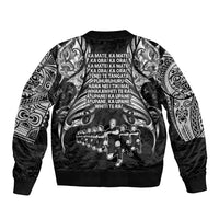 New Zealand Rugby Sleeve Zip Bomber Jacket Black Haka Dance With NZ Champions History LT9 - Polynesian Pride