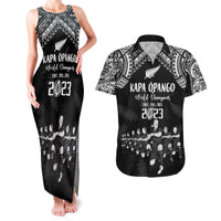 NZ Rugby Couples Matching Tank Maxi Dress and Hawaiian Shirt Kapa Opango Maori Haka With Years of The All Black Champions LT9 Black - Polynesian Pride