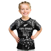 NZ Rugby Kid T Shirt Kapa Opango Maori Haka With Years of The All Black Champions LT9 Black - Polynesian Pride