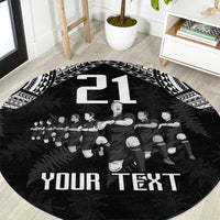 Custom NZ Rugby Round Carpet Kapa Opango Maori Haka With Years of The All Black Champions LT9 Black - Polynesian Pride
