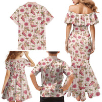 Beige Paniolo Palaka Hawaiian Cowgirl Christmas Family Matching Mermaid Dress and Hawaiian Shirt LT9 - Polynesian Pride