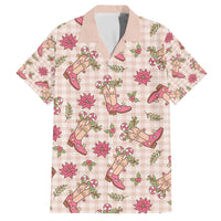 Beige Paniolo Palaka Hawaiian Cowgirl Christmas Family Matching Off The Shoulder Long Sleeve Dress and Hawaiian Shirt LT9 Dad's Shirt - Short Sleeve Beige - Polynesian Pride