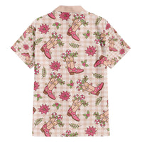 Beige Paniolo Palaka Hawaiian Cowgirl Christmas Family Matching Off Shoulder Maxi Dress and Hawaiian Shirt LT9 - Polynesian Pride