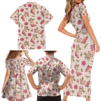 Beige Paniolo Palaka Hawaiian Cowgirl Christmas Family Matching Short Sleeve Bodycon Dress and Hawaiian Shirt LT9 - Polynesian Pride