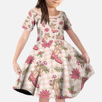 Beige Paniolo Palaka Hawaiian Cowgirl Christmas Family Matching Tank Maxi Dress and Hawaiian Shirt LT9 Daughter's Dress Beige - Polynesian Pride