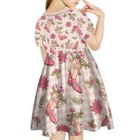 Beige Paniolo Palaka Hawaiian Cowgirl Christmas Kid Short Sleeve Dress LT9 - Polynesian Pride