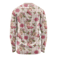 Beige Paniolo Palaka Hawaiian Cowgirl Christmas Long Sleeve Shirt - Polynesian Pride