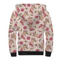 Beige Paniolo Palaka Hawaiian Cowgirl Christmas Sherpa Hoodie - Polynesian Pride