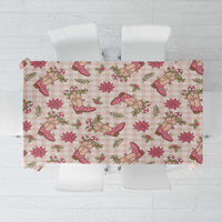 Beige Paniolo Palaka Hawaiian Cowgirl Christmas Tablecloth - Polynesian Pride