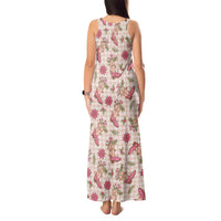 Beige Paniolo Palaka Hawaiian Cowgirl Christmas Tank Maxi Dress LT9 - Polynesian Pride