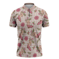 Beige Paniolo Palaka Hawaiian Cowgirl Christmas Zipper Polo Shirt LT9 Beige - Polynesian Pride