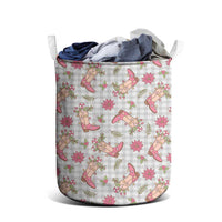 Gray Paniolo Palaka Hawaiian Cowgirl Christmas Laundry Basket - Polynesian Pride