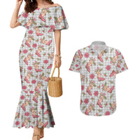 Gray Paniolo Palaka Hawaiian Cowgirl Christmas Couples Matching Mermaid Dress and Hawaiian Shirt LT9 Gray - Polynesian Pride