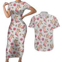 Gray Paniolo Palaka Hawaiian Cowgirl Christmas Couples Matching Short Sleeve Bodycon Dress and Hawaiian Shirt LT9 Gray - Polynesian Pride
