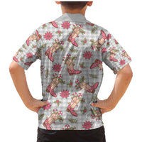 Gray Paniolo Palaka Hawaiian Cowgirl Christmas Family Matching Mermaid Dress and Hawaiian Shirt LT9 - Polynesian Pride