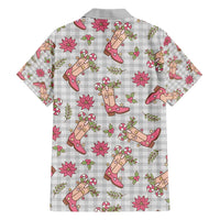 Gray Paniolo Palaka Hawaiian Cowgirl Christmas Family Matching Short Sleeve Bodycon Dress and Hawaiian Shirt LT9 - Polynesian Pride