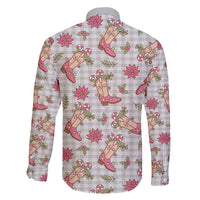 Gray Paniolo Palaka Hawaiian Cowgirl Christmas Family Matching Short Sleeve Bodycon Dress and Hawaiian Shirt LT9 - Polynesian Pride
