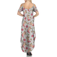 Gray Paniolo Palaka Hawaiian Cowgirl Christmas Family Matching Summer Maxi Dress and Hawaiian Shirt - Polynesian Pride